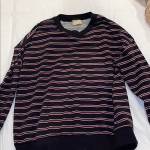 Black sweatshirt with red/white stripes